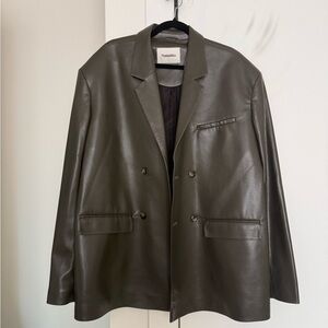 Nanushka Olive Green Vegan Leather Jacket